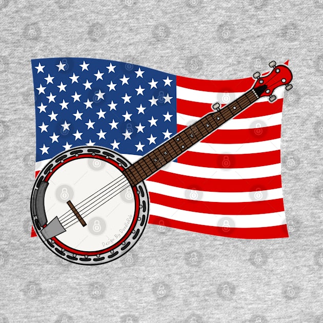 4th July Banjo America Rocks USA Flag Banjoist by doodlerob